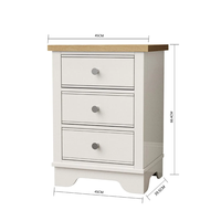 NOVA Table de chevet à 3 tiroirs en bois massif blanc mat de style classique Table de chevet prête à l'emploi Armoire pour meubles de maison Salon