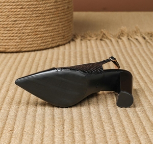 Scarpe da <span class=keywords><strong>Donna</strong></span> Taglie Forti 40-43, <span class=keywords><strong>Sandali</strong></span> Slingback a Punta con Tacco Grosso Floreale, Tomaia in PU - Product Image 5