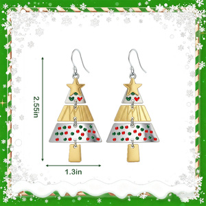 Hot Selling Handmade Christmas Tree <b>Earrings</b> Large Star Metal Christmas Tree Spliced <b>Drop</b> <b>Earrings</b> Necklace Mainly Made Alloy - Product Image 6