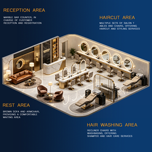 Reception Minimalista di Tendenza per <span class=keywords><strong>Saloni</strong></span> di <span class=keywords><strong>Bellezza</strong></span> e Negozi di Abbigliamento Bancone alla Moda con Angolo Bar per Design Negozio - Product Image 2