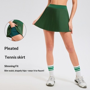 Jupe de sport plissée taille empire pour femme, anti-plis, en polyester, <span class=keywords><strong>couleur</strong></span> unie, idéale pour le tennis, la course et le yoga - Product Image 3