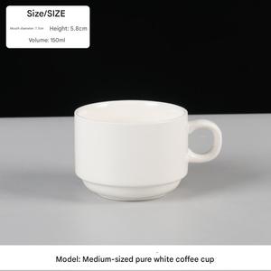 Tasses à café en céramique en vrac, blanches, empilables, pour café, bureau, restaurant - Product Image 3