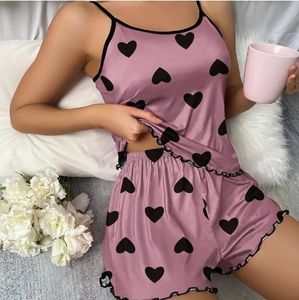 Ensemble Deux Pièces Pyjama Été Femme Sexy et Décontracté, Composé d'un Haut Court à Bretelles et d'un Short, Un Vêtement d'Intérieur Très Demandé - Product Image 1