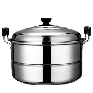 Stainless Steel Double Layer <b>Steamer</b> 2 Tier Large Capacity For Home Use With Lid And Handles - Product Image 5