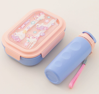 Ensemble de boîte à lunch pour enfants avec bouteille d'eau, boîte à sandwich, cuillère et fourchette, en plastique micro-ondable