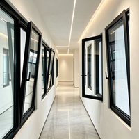 Fenêtre coulissante en alliage d'aluminium noir ultra-étroite anti-déformation, isolante thermiquement, avec fonction rotative, design moderne résidentiel