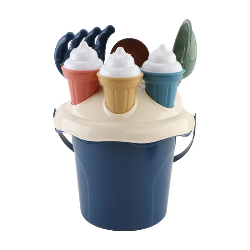 Beach bucket toys set sand for kids with ice cream plastic sand mold toys