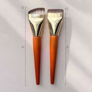 แปรงแต่งหน้าแบบผงเดียวเส้นไม้น้ำหนักเบาดีไซน์โค้งหัวแบนไม่กินแป้งไม่มีรอยแปรงสำหรับมาสก์หน้า - Product Image 4