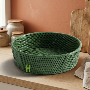 VENDEUR CHAUD! Bambou Rond Plat De Service Bol Plateau De Rangement pour Fruits Vaisselle Bureau À Manger Ustensiles De Cuisine Bohème Vietnam - Product Image 1