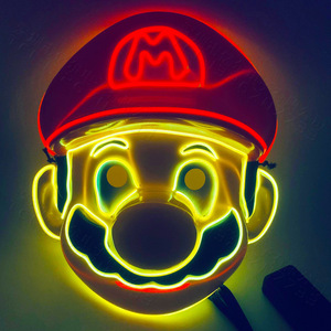 Máscaras Luminosas de <span class=keywords><strong>Mario</strong></span> con Luz Fría LED, Máscaras de Anime de Dibujos Animados para Fiestas de Disfraces - Product Image 4