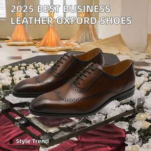 Chaussures en cuir pour hommes, modèle Oxford à lacets, idéales pour les banquets d'affaires, best-seller 2025, prix de gros usine - Product Image 2