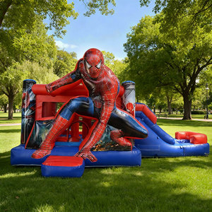 Nhà phao liên hoàn thương mại hình Người Nhện bằng PVC, có cầu trượt nước - Product Image 1