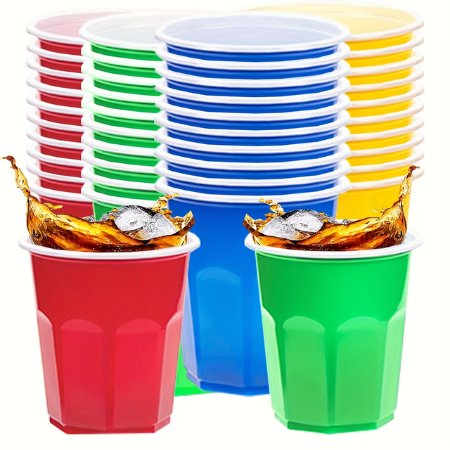 Colored Plastic Cups Bulk Rainbow Disposable Cups 6 Oz Multi Color Plastic Cups Party Assorted Colors Cup for Smoothie Milkshake