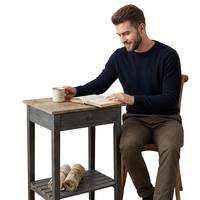 Table de chevet en bois massif personnalisée, style français, avec un tiroir, table de chevet vieillie pour chambre à coucher, maison ou salon
