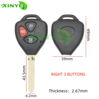 Coque de clé télécommande XINYE pour TOY43/TOY47 à 2/3/4 boutons, remplacement de coque de clé, boîtier de clé transpondeur