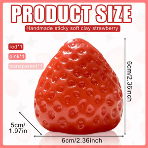 Jouet Squishy Fraise Réaliste Populaire, Jouet Anti-Stress Mignon Fait Main avec Texture Slime, Jouet à Presser Tendance pour la Relaxation - Product Image 6