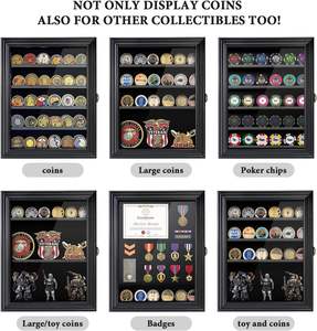 Uitdaging Munthouder Vitrinekast Wandmontage Met Glazen Houten Militaire Medaille Schaduwdoos Vitrine Met Verwijderbare Planken - Product Image 4