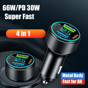 Cargador de coche USB C multipuerto con pantalla de voltaje, cuerpo de Metal, adaptador de carga súper rápida, productos de tendencia, novedades de 2024 - Product Image 2
