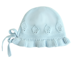 Bonnet tricoté 100 % coton personnalisé pour bébé, avec nœud mignon ajouré, doux, pour printemps, automne, extérieur, cadeau pour filles, couvre-chef - Product Image 3