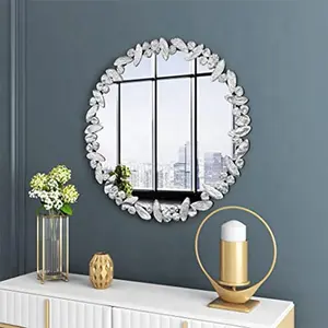 Espelho de parede redondo simples, decoração de casa, novo estilo, moldura de raindrop, espelho de parede decorativo