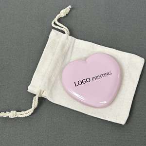 Customized Printing Heart Shape Compact Mirror with Canvas Bag Package Promotional Pocket Mirror