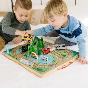 Wooden children's train desktop toys assembled track blocks baby early education educational toys