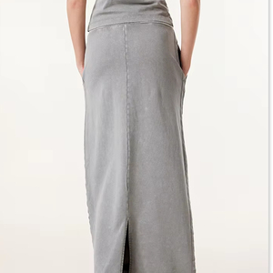 Elegante Falda Recta de Estilo Vintage para Mujer, Primavera, Casual, Nueva Tendencia de Moda, Transpirable, de Algodón, Lavado Industrial, Color Sólido - Product Image 5