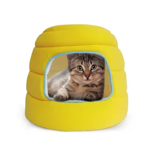 アマゾンベストセラーソフトキャットハドルベッドハウスホットセールスマシンウォッシャブルペットキャットベッドドームハット洞窟屋内猫用