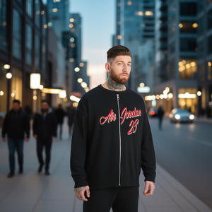 Sudadera Deportiva Jordan para Hombre, Talla XL, Negra, con Bordado 3D, Cierre de Cremallera, Cuello Redondo, Estilo Holgado, Informal, para Otoño - Product Image 2