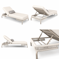 Chaise longue de luxe en aluminium pour l'extérieur avec coussin imperméable pour piscine, jardin, villa, complexe hôtelier