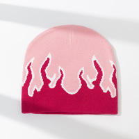 Personalizado Jacquard Fire Flame Beanie Baggy Slouchy Knit Rock Punk Hip Pop Ski Hat Outdoor Riding Cap