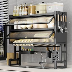 Yeni Ürün Dolap Kapılı Çok Fonksiyonlu Ev Tipi Süzgeçli Raf Çift Katmanlı Metal Mutfak Gereçleri Saklama Rafı - Product Image 1