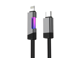 Câble de charge rapide 100W Max, tressé en nylon, gaine en PVC, USB-A vers Type-C, avec lumière RGB respirante pour téléphone portable et ordinateur, 0,3m