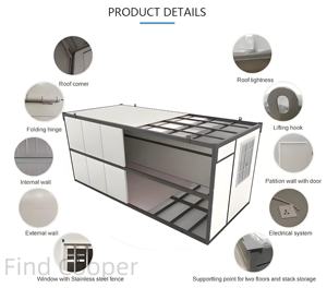 Maison de <span class=keywords><strong>camping</strong></span> extérieure de 20 pieds, maison préfabriquée modulaire pliable Z/X, maison conteneur portable, personnalisation possible, mini-maison - Product Image 2