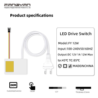 Variateur LED tactile personnalisable 100-245V pour panneau de bois pénétrable 35mm, interrupteurs inductifs 12V 1A 12W pour le contrôle de l'éclairage