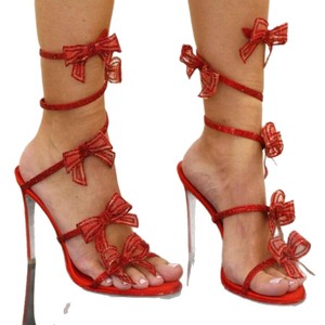 French Style Beautiful Rhinestone Bow <b>Wrap</b> High Heeled Crystal Shoes 25 New Sexy Thin Dress - Product Image 5