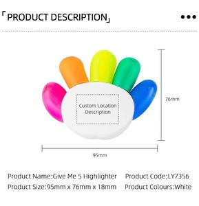 Marcador Fluorescente de Plástico con Forma de Flor, con Logotipo Personalizado, Empaque Suelto, Multicolor, para Uso en Oficina/Escuela - Product Image 5