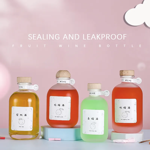 Bán Sỉ Chai Nước Giải Khát Thủy Tinh Rỗng Nặng 250Ml 350Ml 500Ml Chai Rượu Thủy Tinh Theo Yêu Cầu Hình Tròn Sương Giá Trong Suốt Có Nút Chặn - Product Image 5