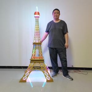 รูปปั้นเหล็กรูปหอไอเฟลขนาดใหญ่ปรับแต่งได้ตามต้องการรูปปั้นดีไซน์ฝรั่งเศสที่มีชื่อเสียงในด้านการเปลี่ยนสีของแสง - Product Image 2