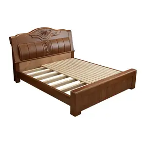 סגנון סיני חדש אחסון קינג סייז מיטת עץ מלא 1.5/1.8 מ' דירת מלון חדר שינה מותאמת אישית מיטת יחיד מיטה זוגית