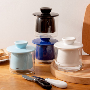 Pot <span class=keywords><strong>à</strong></span> beurre en céramique <span class=keywords><strong>à</strong></span> tartiner avec couvercle pour comptoir de fête, ligne d'<span class=keywords><strong>eau</strong></span>, plat <span class=keywords><strong>à</strong></span> beurre - Product Image 3