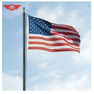 Aluminum Remote Controlled Outdoor Flag pole Installation Detachable 400ft Side Spinning Pulley Flagpole Top