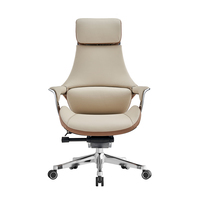 Vente en gros de chaise de bureau en cuir véritable à dossier haut, hauteur réglable, base en aluminium, ensemble bureau et chaises Boss