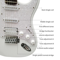 GALYDA Kit de Guitarra Eléctrica de Tamaño Completo de 39 Pulgadas, Cuerpo Sólido, Blanco Brillante, para Principiantes, con Amplificador, Correa, Cuerdas, Hecho de Arce