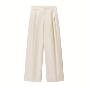 Pantalones de Mujer, Otoño 2026, Nuevo Estilo Chic, Pierna Ancha con Caída, Vintage, Cintura Alta - Product Image 1