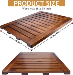 <span class=keywords><strong>Tapis</strong></span> de salle de bain de luxe en <span class=keywords><strong>bois</strong></span> d'acacia 24x18 pouces, antidérapant, motif à lattes, pour salle de bain, baignoire, douche, spa, jardin, maison - Product Image 2