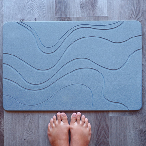 <span class=keywords><strong>FIGOO</strong></span> - Tapis de bain en diatomite sûr, séchage rapide, imperméable, non toxique, 39x60cm, 0,9cm d'épaisseur, motif ondulé, luxe moderne - Product Image 3