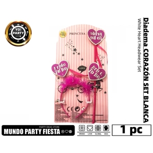 Festival cuore principessa due pezzi rosa e bianco Set per decorazioni per feste #81905 - Product Image 1