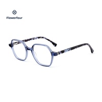 Lunettes géométriques transparentes roses Flowerfour FH2306 pour hommes, femmes, unisexe, montures de lunettes optiques tendance en acétate, mode