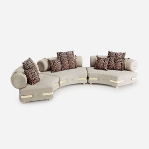 High End Italian Luxury Living Room Furniture Curved Combination Fabric DV-GARDENITA LITE-01-DG Apartment Leather Set DV-GA - Product Image 2